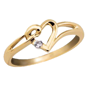 9ct Gold Heart Ring with a Diamond
