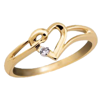 9ct Gold Heart Ring with a Diamond