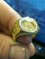 GENTS HEAVY INLAYED RING WITH OIL FILL